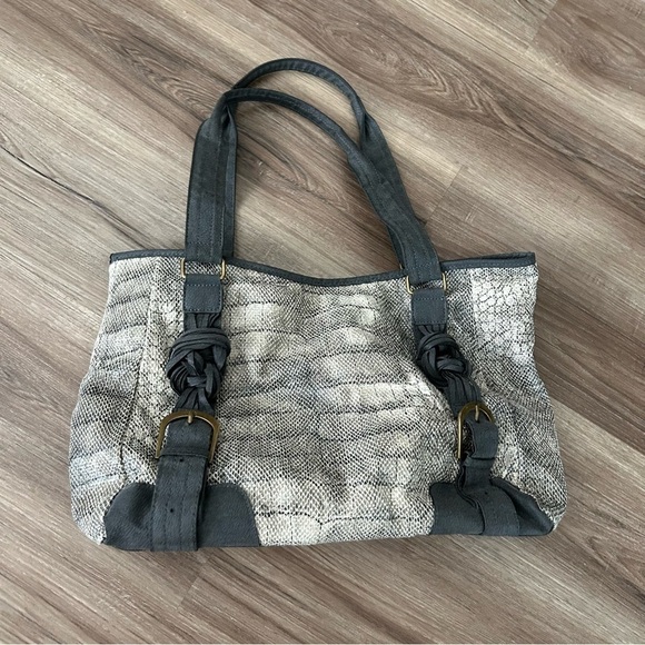 Braciano Gray Cream SnakeSkin Tote Shoulder Bag - Picture 1 of 16